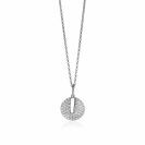 ZINZI zilveren ketting 45cm met hanger 17mm rond wit ZIC1444