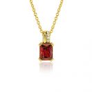 14mm ZINZI gold plated zilveren hanger met rechthoekige rood granaat kleursteen en luxe hangoog ZIH2392R (zonder collier)