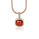 ZINZI zilveren hanger rosé verguld vierkant rood wit ZIH1717 (zonder collier)