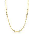 ZINZI gold plated zilveren marine schakel ketting, gecombineerd met grotere ovale schakels 42-45cm ZIC2413G