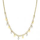 ZINZI zilveren fantasie ketting 14K geel verguld ronde schakels witte parels 40-45cm ZIC2186G
