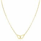 ZINZI gold plated zilveren ketting met paperclip-schakels, waarbij in het midden twee druppelvormen mooi met elkaar verbonden zijn 42-45cm ZIC2634