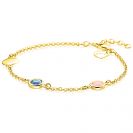 ZINZI gold plated zilveren armband met rondjes, bezet met blauwe en roze kleurstenen ZIA2715G