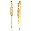 60mm ZINZI gold plated zilveren oorstekers met paperclip ketting en open ovale vorm bezet met witte zirconia's ZIO2538