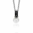ZINZI zilveren witte parelhanger met zwarte baquette geslepen zirconia ZIH2135Z (zonder collier)