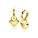 9mm ZINZI goldplated zilveren oorbedels glanzend hart ZICH2673G (zonder oorringen)
