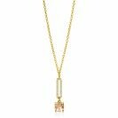ZINZI gold plated zilveren jasseron ketting met schitterende open ovale vorm en vierkante hanger in licht roze 42-45cm ZIC2579
