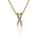 ZINZI zilveren hanger cross-over bicolor met witte zirconia's 15mm ZIH2234 (zonder collier)