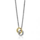 ZINZI zilveren collier bicolor schakel met twee ringen verbonden 46-49cm ZIC2102