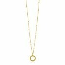 ZINZI gold plated zilveren ketting met kleine bolletjes en ronde hanger (12mm) met bolstructuur 42-45cm ZIC2704G