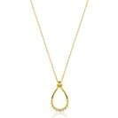 ZINZI goldplated zilveren ketting 45cm met open druppelvormige hanger, met bolletjes en drie witte zirkonia’s ZIC2839Y