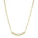 ZINZI gold plated zilveren ketting 45cm met drie ovale schakels, bezet met witte zirconia's ZIC2398Y
