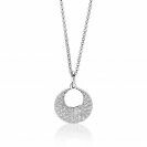 ZINZI zilveren ketting 45cm met hanger 17mm rond wit ZIC1572