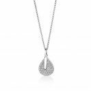 ZINZI zilveren ketting 45cm met hanger 14mm druppel staafje wit ZIC1573