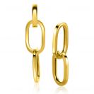 ZINZI gold plated zilveren oorbedels twee lange paperclip schakels 37mm ZICH2352G (zonder oorringen)