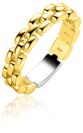 ZINZI goldplated zilveren ring met glanzende rolex-style schakels 4mm breed ZIR2556G