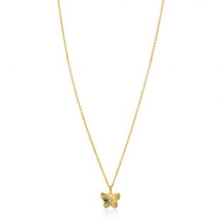 ZINZI gold plated zilveren ketting 42-45cm met vlinder hanger, bezet met witte zirkonia's ZIC2742