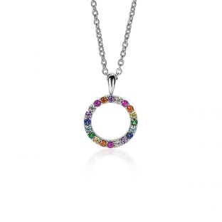 ZINZI zilveren hanger 12mm bezet met regenboog kleurstenen ZIH2170Z (zonder collier)