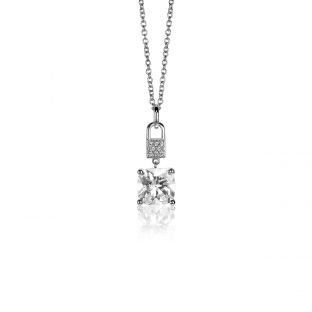 ZINZI zilveren hanger met vierkante witte zirconia en pavé zettingen 24mm ZIH2268 (zonder collier)