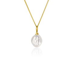 ZINZI Gold 14 krt gouden hanger met witte parel 10mm in natuurlijke vorm ZGH405