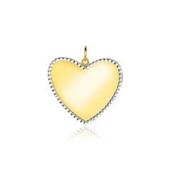 19mm ZINZI Gold 14 krt gouden hanger met glanzend hartje van 19mm en met chique witgouden parelrand ZGH364-19 (zonder collier)