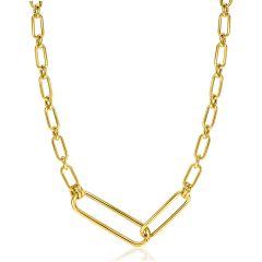 ZINZI Gold 14 krt gouden schakel-collier 45cm met twee grote ovale schakels ZGC354