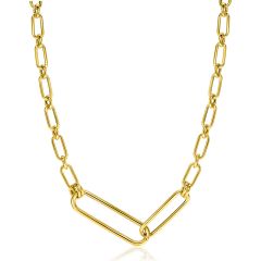 ZINZI Gold 14 krt gouden schakel-collier 45cm met twee grote ovale schakels ZGC354