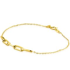 ZINZI Gold 14 krt gouden armband met vijf trendy paperclip-schakels van 4mm breed, lengte 17-19cm ZGA344