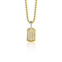 ZINZI gold plated zilveren vierkant plaatje als hanger 15mm vol bezet met witte zirconia's ZIH2299