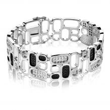 Mart Visser by ZINZI zilveren luxueuze armband wit zwart MVA3Z