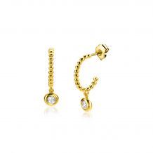 18mm ZINZI Gold 14 krt gouden halve bolletjes oorringen als oorstekers en bungelend ronde witte zirconia's 4mm ZGO320