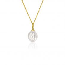ZINZI Gold 14 krt gouden hanger met witte parel 10mm in natuurlijke vorm ZGH405