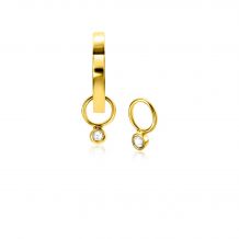 ZINZI Gold 14 krt gouden oorbedels bezet met een kleine ronde zirconia 2,5mm ZGCH420 (zonder oorringen)