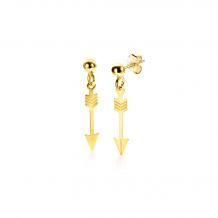 21mm ZINZI Gold 14 krt gouden oorstekers met trendy bungelende pijl ZGO383