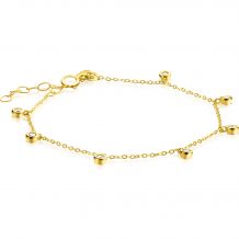 ZINZI Gold 14 krt gouden armband met zeven ronde hangertjes, bezet met witte zirconia's 15,5-18,5cm ZGA451
