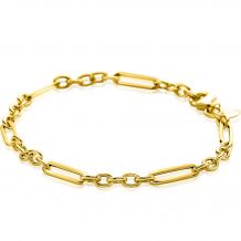 ZINZI Gold 14 karaat gouden armband met trendy paperclip-schakel en ovale schakels van 4mm breed. lengte 19cm ZGA473