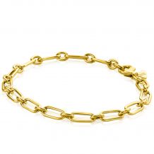 ZINZI Gold 14 krt gouden armband met brede fantasie schakels van 5mm breed, lengte 19cm ZGA354