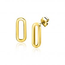 14mm ZINZI Gold 14 krt gouden oorstekers met trendy paperclip-schakel 14mm ZGO359