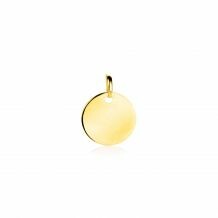 12mm ZINZI Gold 14 krt gouden hanger met trendy glanzend rond plaatje van 12mm ZGH397-12