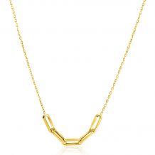 ZINZI Gold 14 krt gouden collier met vijf trendy paperclip-schakels van 4mm breed, lengte 40-45cm ZGC344