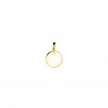 8mm ZINZI Gold 14 krt gouden hanger met trendy glanzend rond plaatje van 8mm ZGH397-8