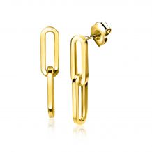 20mm ZINZI Gold 14 krt gouden oorstekers met twee trendy paperclip-schakels 20mm ZGO344