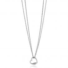 ZINZI zilveren ketting 45cm met een luxe hart van 14mm bezet met witte zirconia's, trendy aan de ketting verbonden 40-45cm ZIC2507