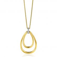 70cm ZINZI gold plated zilveren ketting met luxe ovale hanger 45mm, valt lang om de hals ZIC2489Y