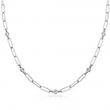 ZINZI zilveren ketting paperclip schakel rond witte zirconia 40-45 cm ZIC2079