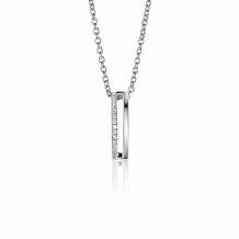 15mm ZINZI zilveren strakke hanger bezet met witte zirconia's ZIH2452 (exclusief ketting geprijsd)