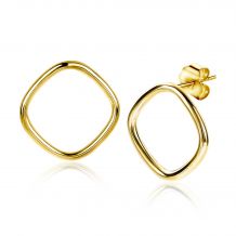 ZINZI zilveren trendy oorstekers 14K geel verguld 23mm vierkant open ZIO2094G