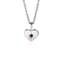 JANUARI hanger 12mm zilveren hart geboortesteen rood granaat zirconia (zonder collier)