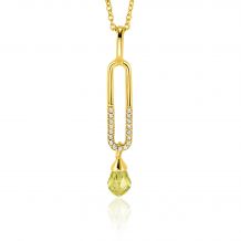 37mm ZINZI gold plated zilveren hanger met trendy open ovale vorm en peervormige hanger groen peridot ZIH2430 (zonder collier)