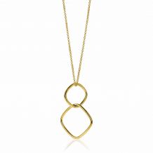 ZINZI zilveren collier 60 cm in 14K geel verguld grote vierkante hangers ZIC2096G